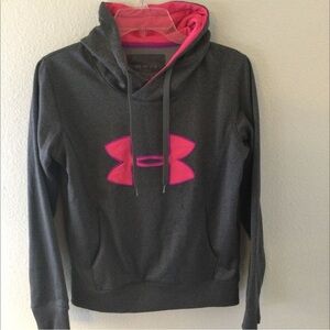 Under Armour Hooded Cold Gear Gray & Pink Sweatshirt Size Med